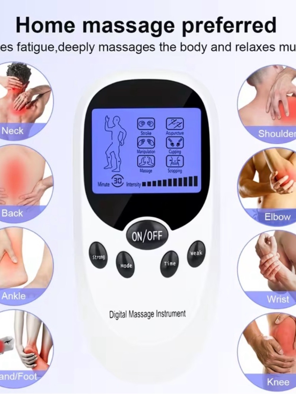 Portable White Digital Massage Instrument - Home EMS TENS Unit